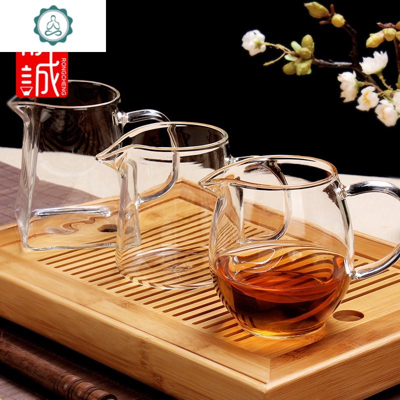 加厚玻璃公道杯 大号茶漏耐热茶海分茶器功夫茶具配件透明公杯 封后 玻璃公道杯【小四方】350ml加厚