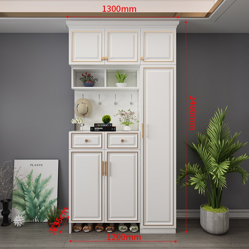 轻奢厅柜玄关柜欧式闪电客家用实木鞋柜隔断柜现代简约客厅储物柜定制 五门象牙白（200*240*35cm） 组装_873