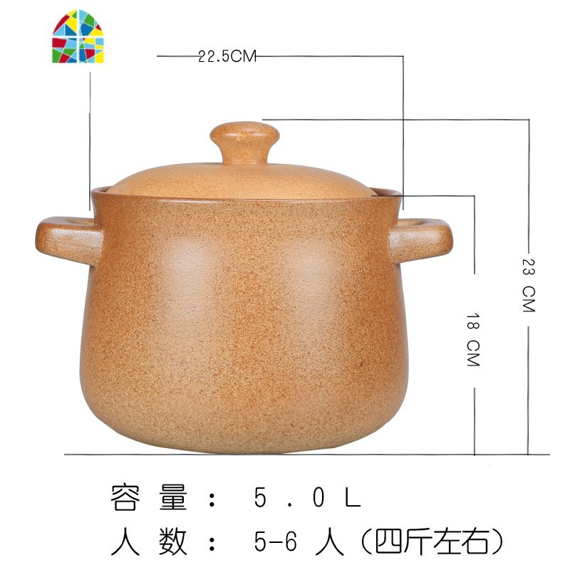 平定土陶罐瓦罐炖汤砂锅煲汤家用炖锅燃气沙锅汤煲瓦煲煤气灶专用 FENGHOU 5L（适合5-6人）送锅垫、加厚毛巾