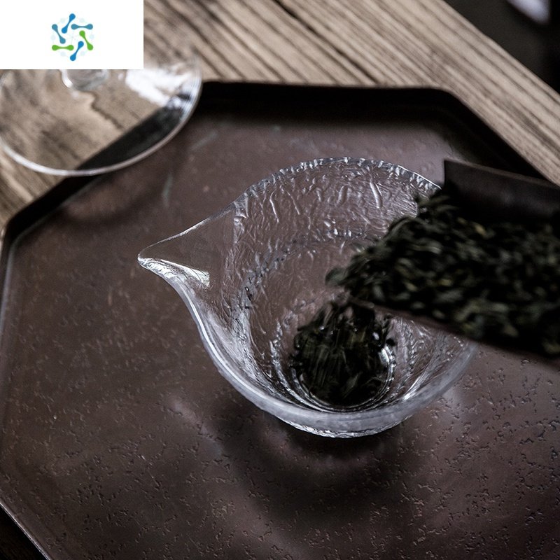 加厚耐热玻璃防烫盖碗手抓泡茶碗公道杯功夫茶具透明琉璃三才盖碗 三维工匠 竖纹锡花盖碗+公道杯+茶叶罐