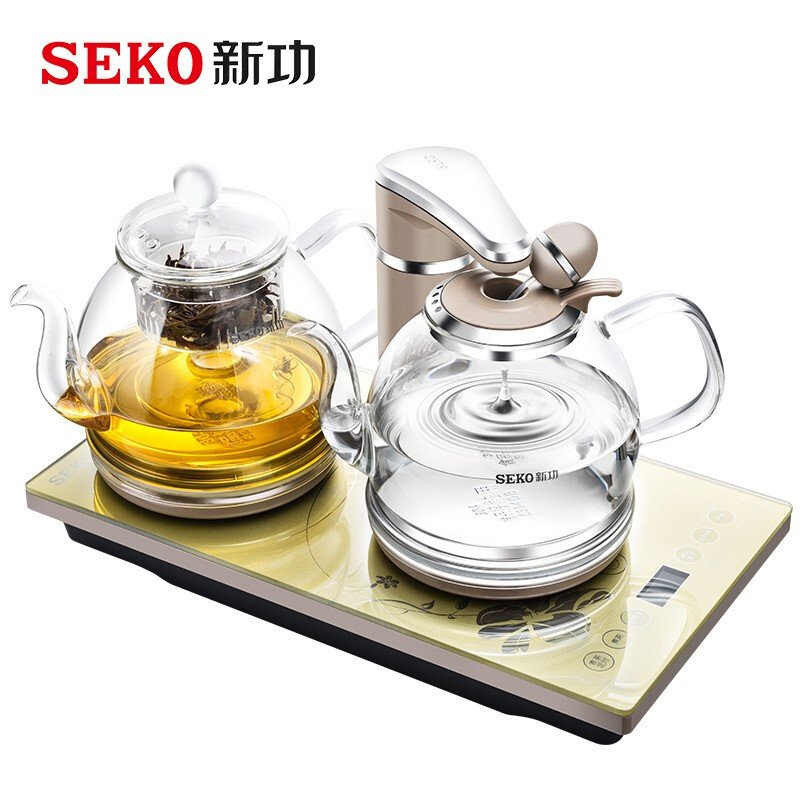 新功（SEKO）全自动上水电热水壶家用电茶炉高硅玻璃茶艺壶喷淋式煮茶壶花茶壶烧水壶