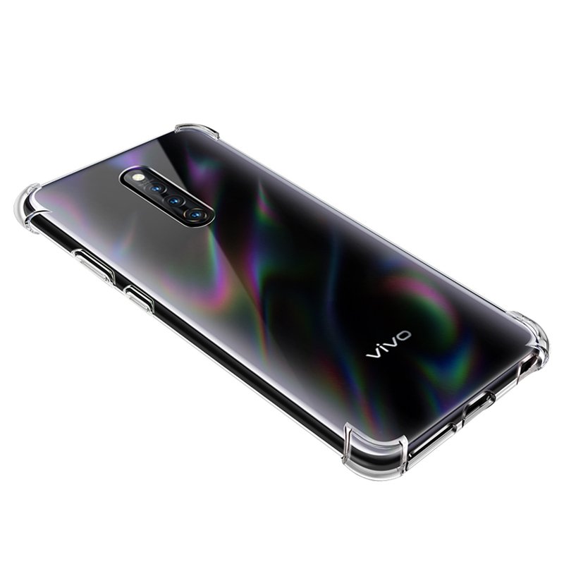 vivox27pro手机壳 VIVO X27PRO手机套 保护套壳 透明硅胶全包防摔气囊保护套+全屏钢化膜+指环支架