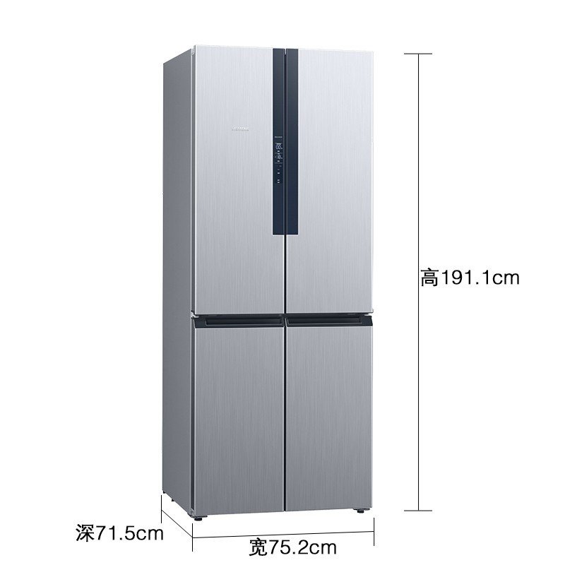 西门子（SIEMENS）西门子冰箱四开门家用变频混冷无霜四门十字门448升电冰箱 拉丝银