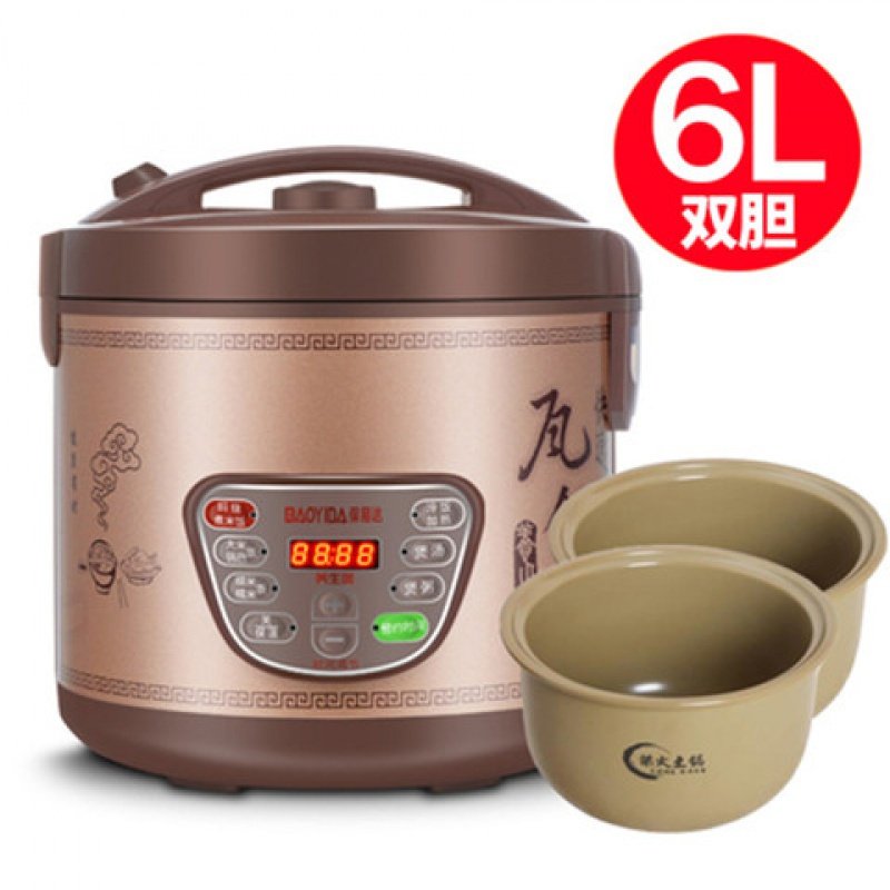 陶瓷内胆电饭煲家用智能全自动5升大容量家用煮饭锅3-4-5L-6-8人 6升（双内胆）