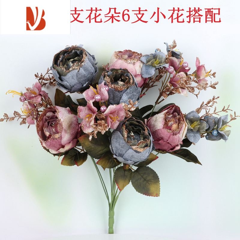 三维工匠仿真花束欧式花瓶摆件牡丹插花假花客厅摆设桌面干花装饰高端摆TYKVFHXERPNIHCTMVVWHGEUTZYO