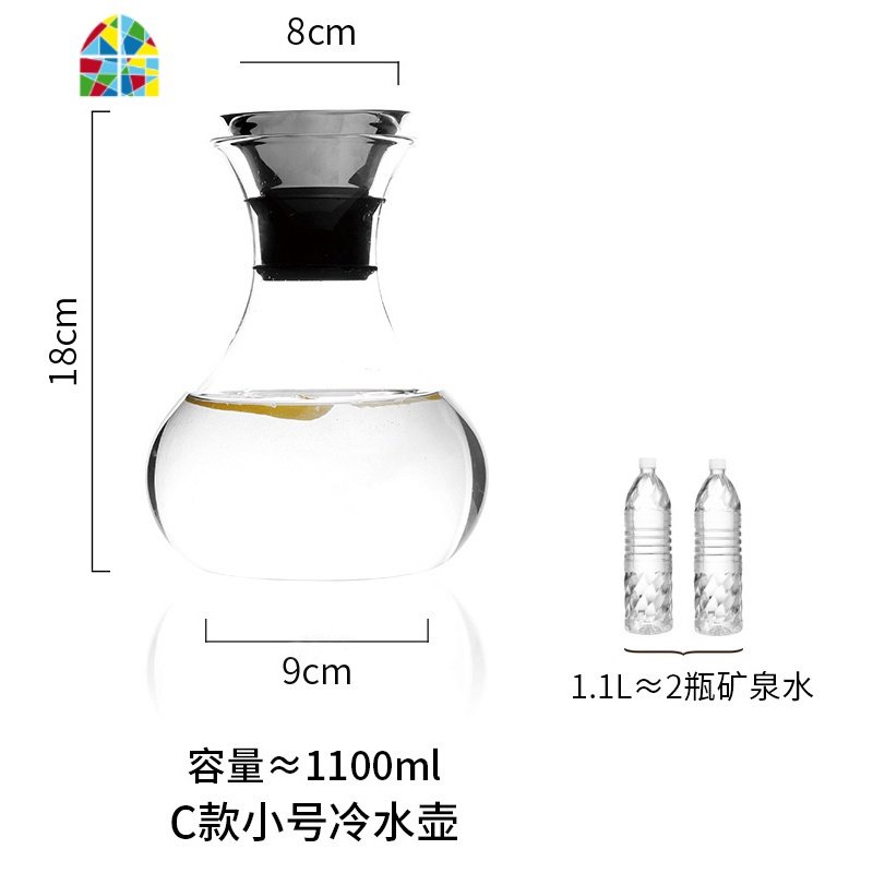 北欧创意大容量家用凉水壶透明玻璃冷水壶防爆耐热凉水壶 FENGHOU C款小号冷水壶