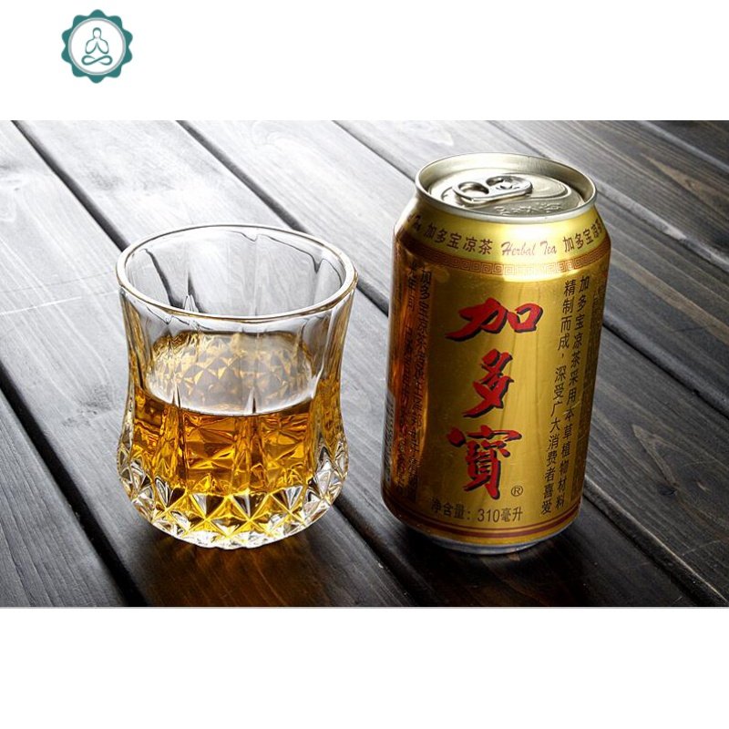 酒吧啤酒杯钻石威士忌酒杯玻璃杯水杯果汁杯泡茶杯6只装 封后 钻花矮杯6只装（220ML）