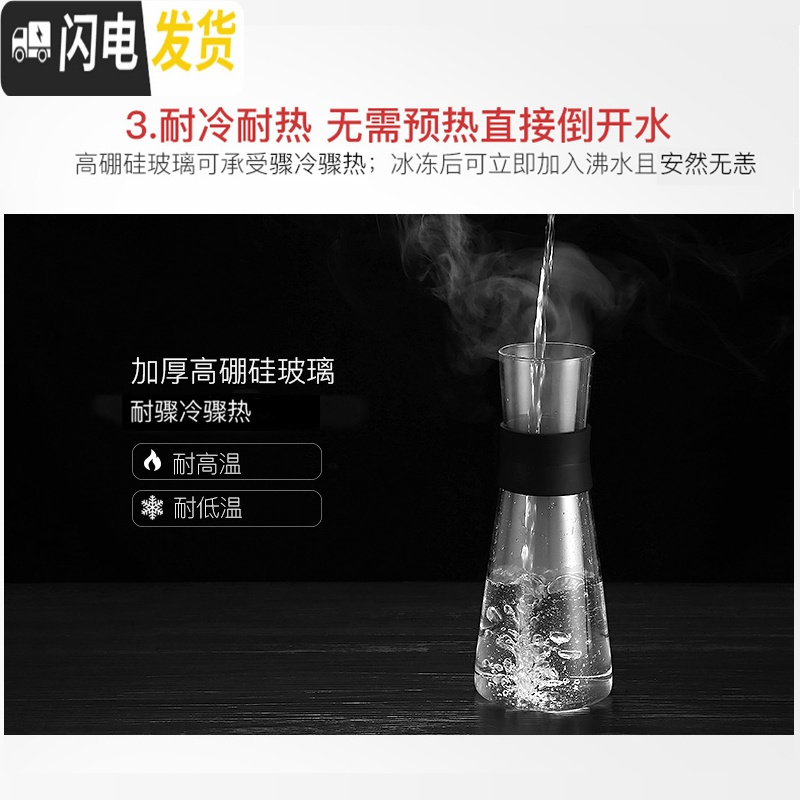 三维工匠玻璃冷水壶凉水杯子北欧耐高温柠檬水瓶客厅家用透明套装创意扎壶 1000ML单壶+2个小杯子+竹茶盘