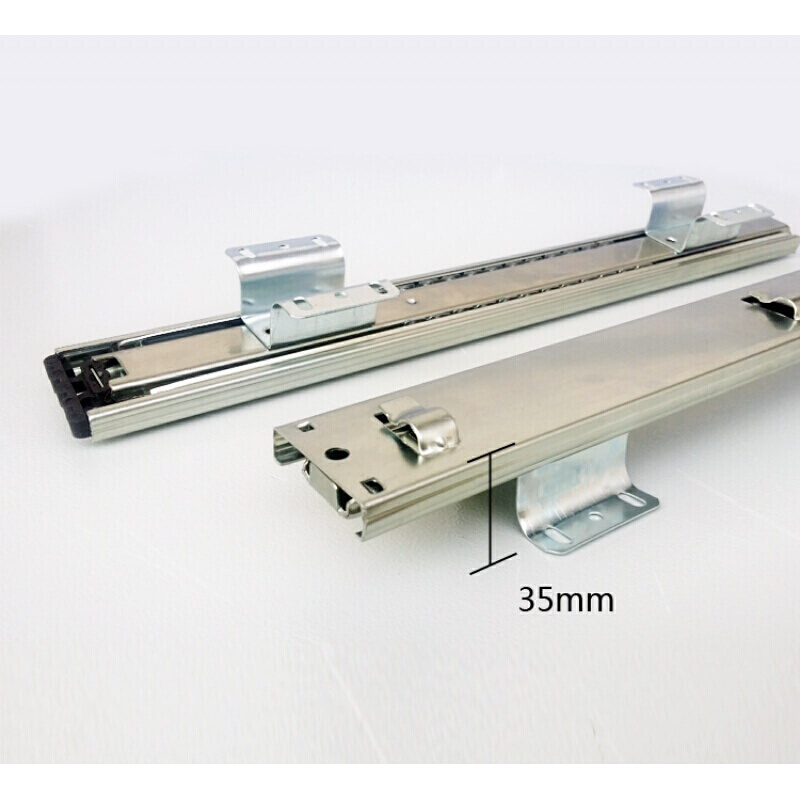 厨房橱柜碗碟 拉篮滑轨抽屉橱柜厨柜轨道滑道滑轨厨房导轨拉篮碗柜三节道滑轨侧装橱柜抽屉滑道阻尼滑轨 370加厚通用_21