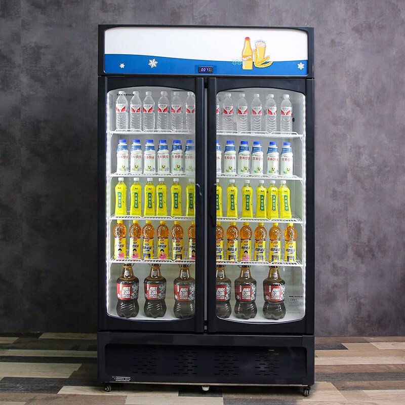 赫强立式冷柜bc/bd-1288白色饮料展示柜冷藏柜双门保鲜柜立式冰柜一米
