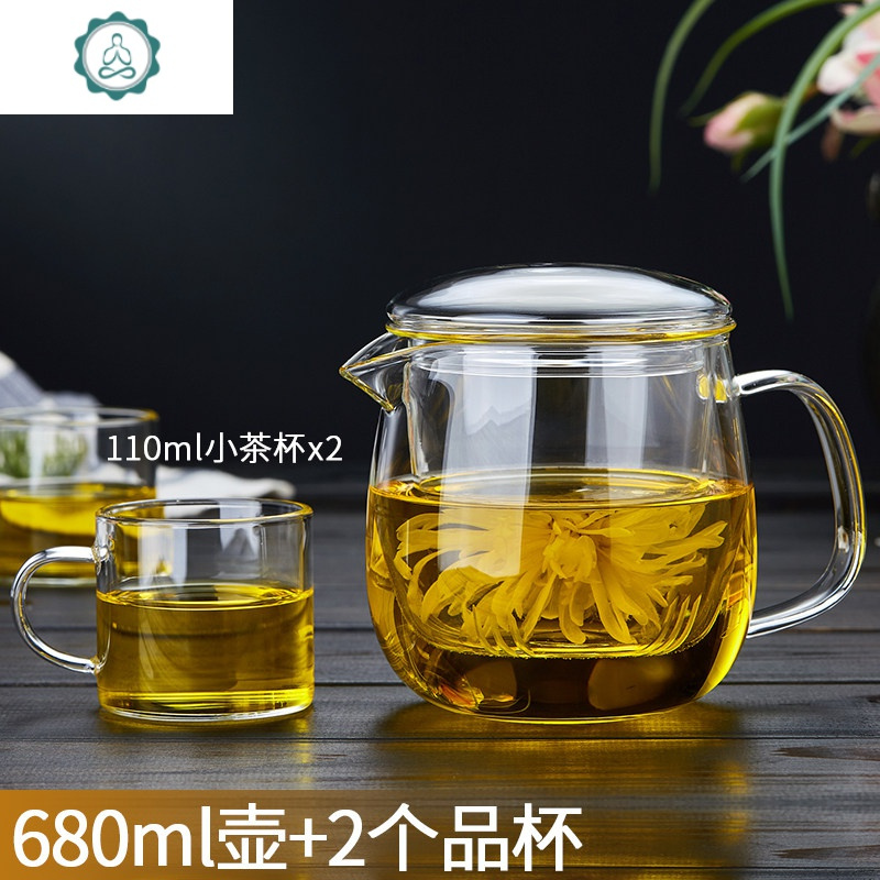 玻璃杯茶杯带把过滤办公室水杯女茶水分离家用花茶泡茶杯子 封后 亭韵壶+2品杯