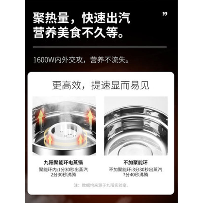 九阳 R100-G10 蒸锅 家用 多功能 电蒸锅 304 不锈钢 三层 加厚 蒸笼 馒头 大容量 大号