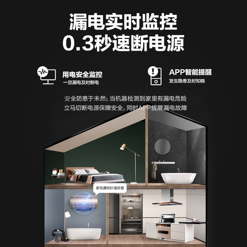 美的（Midea）80升电热水器3000w大水量变频速热 智能灭菌洗出水断电 家用储水式F8030-V3S-G