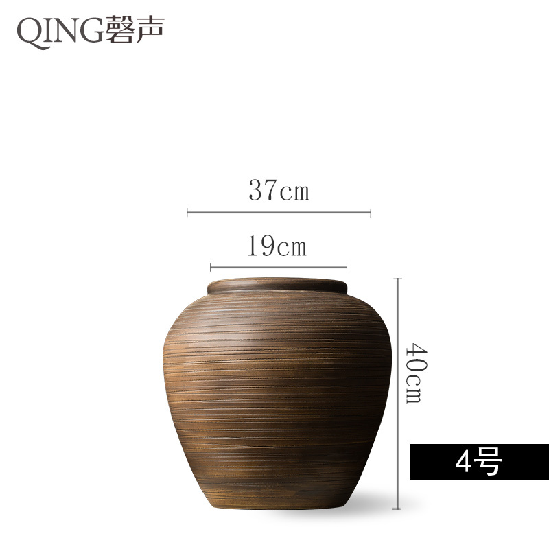 景德镇陶瓷摆件落地大花瓶客厅酒店餐厅插花干花瓷器中式复古陶罐收纳袋 三维工匠 4号麒零瓶