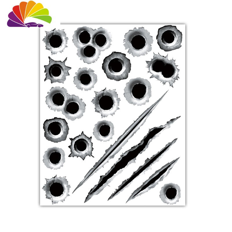 汽车子弹孔车贴3D仿真划痕贴纸创意遮痕贴搞笑个性车身贴抖音热 款式C