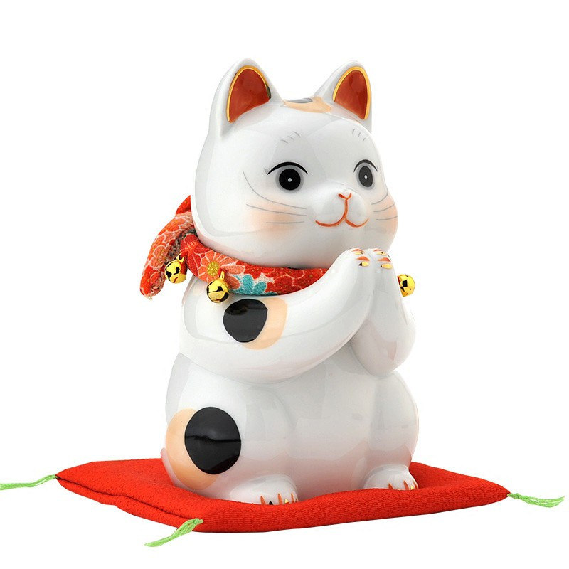 日本正版祈愿可爱猫陶瓷创意摆件 开业生日结婚 三维工匠 祈福7290无