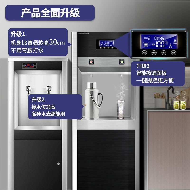 荣事达直饮水机商用学校工厂不锈钢饮水机电热开水器大型温水过滤 柜式一开二温 旋钮出水款 升级五重超滤 250款