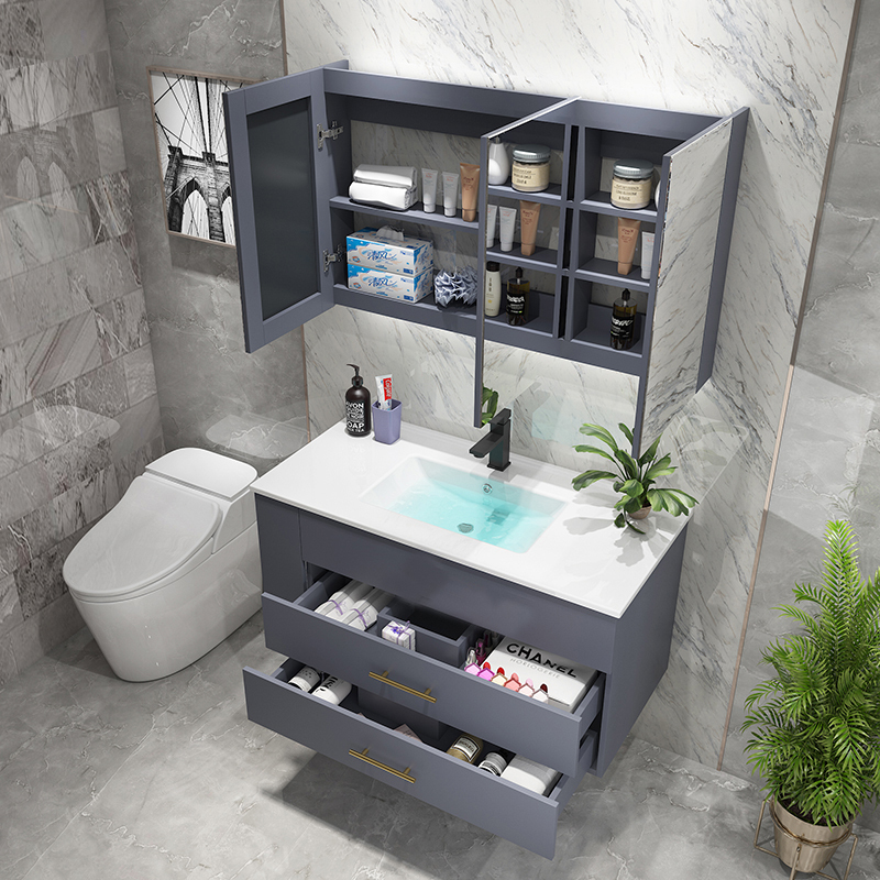 轻奢浴室柜闪电客组合卫生间现代简约实木洗脸洗手盆柜洗漱台落地款