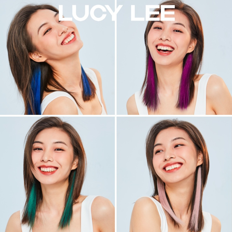 LUCY LEE魔法球挂耳染梦游系列接发挑染一片式隐形时尚造型假发女 深海蓝45cm