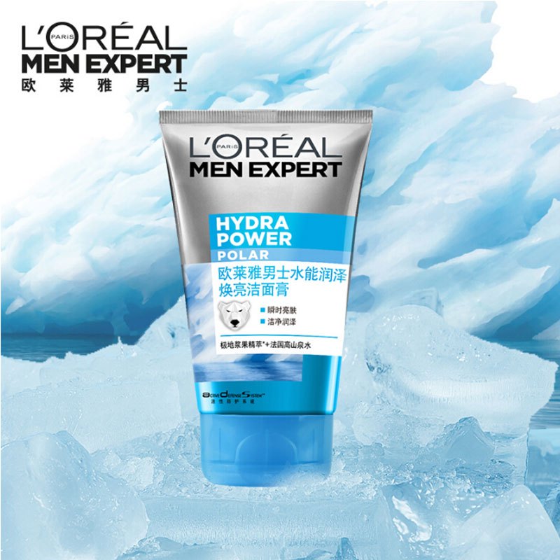 欧莱雅(LOREAL)男士水能润泽焕亮洁面膏100ml