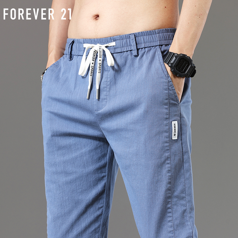 FOREVER21牛仔裤男修身直筒男裤夏季薄款潮流冰丝休闲裤男士裤子