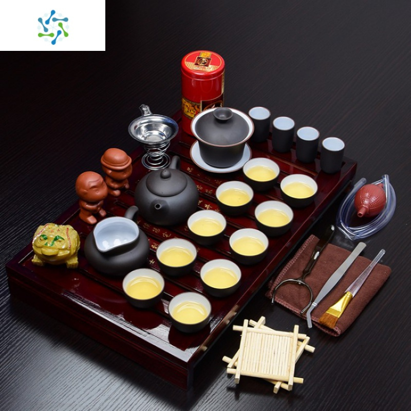 鼎鼎紫砂功夫茶具套装家用简约陶瓷茶杯电热磁炉茶台茶道实木茶盘