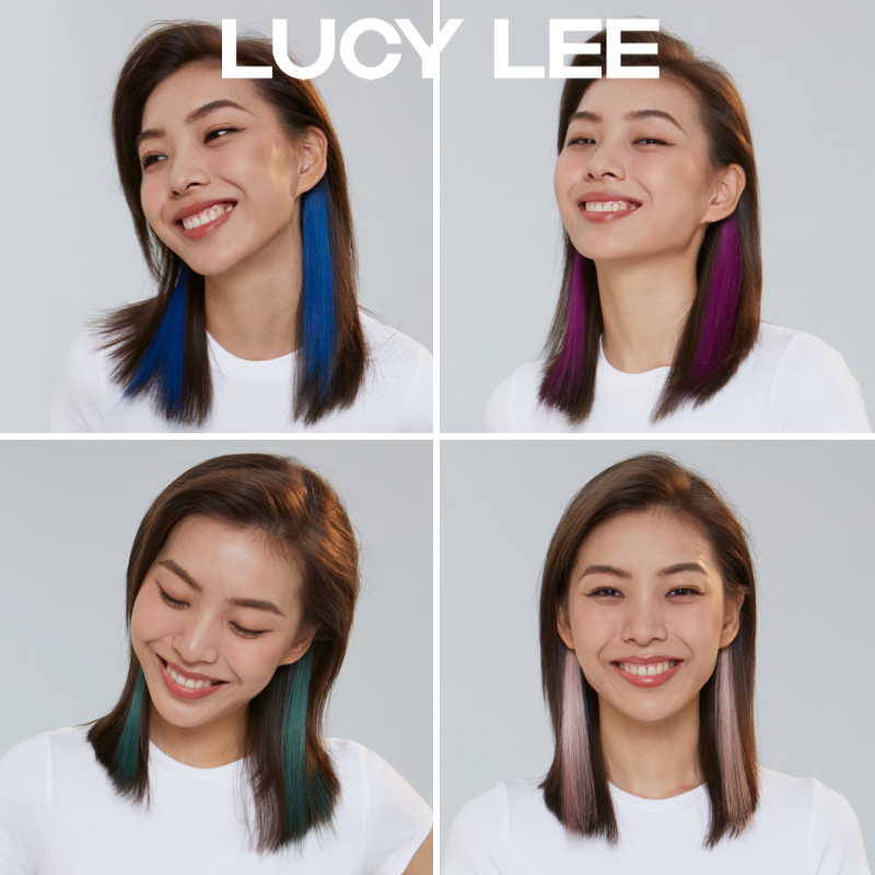 LUCY LEE魔法球挂耳染锋芒系列彩色挑染一片式明星同款仿真假发片 大艺术家蓝45cm