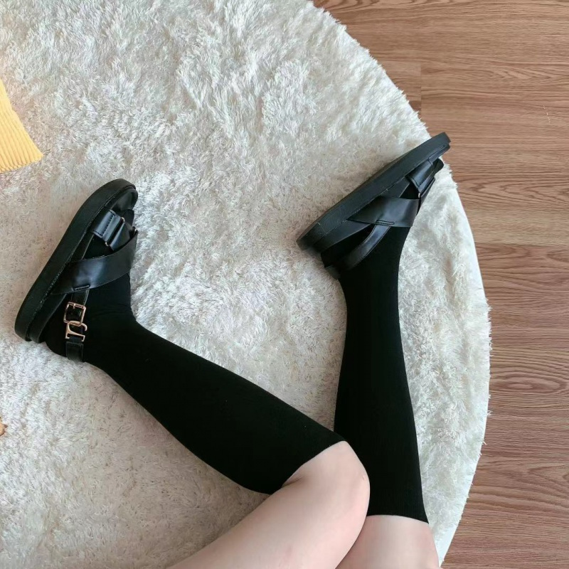 SUNTEK光腿神器拼接丝袜女防过膝假高筒小腿袜萝莉白色中短筒打底裤袜 黑色假小腿袜 均码_471
