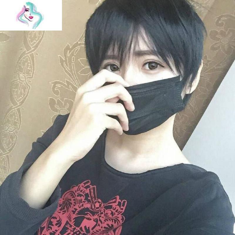 男女通用cos假发短直发韩版帅气日系lolita学生全头套伪正太假毛 你那么美 奶奶灰+发网_610