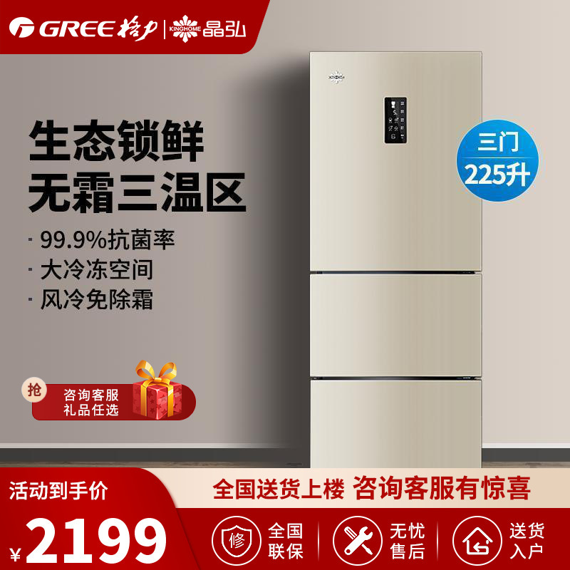 晶弘(KINGHOME)冰箱 BCD-225WETC/时代金