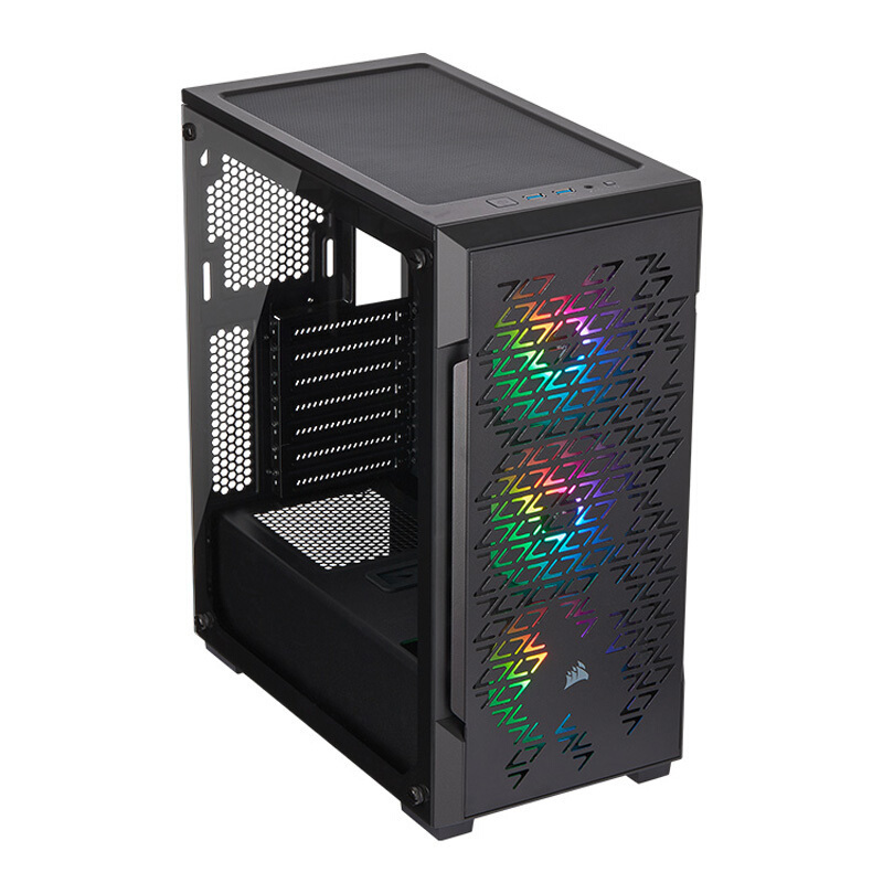 美商海盗船 iCUE 220T RGB Airflow 智能中塔机箱 钢化玻璃 炫彩背光 黑色 不带风扇