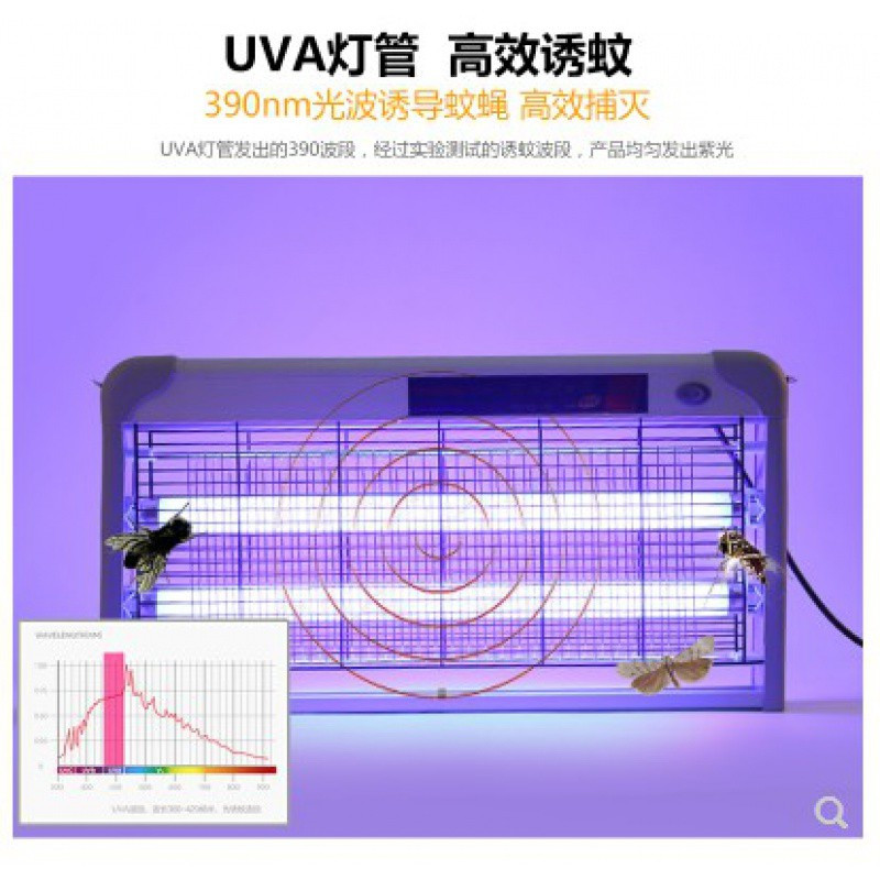 led电击式灭蚊灯灭蚊神器家用商用静音驱蚊灭蝇无辐射餐厅捕蚊器 三维工匠 40W萤管款灭蝇灯+送2只灯管