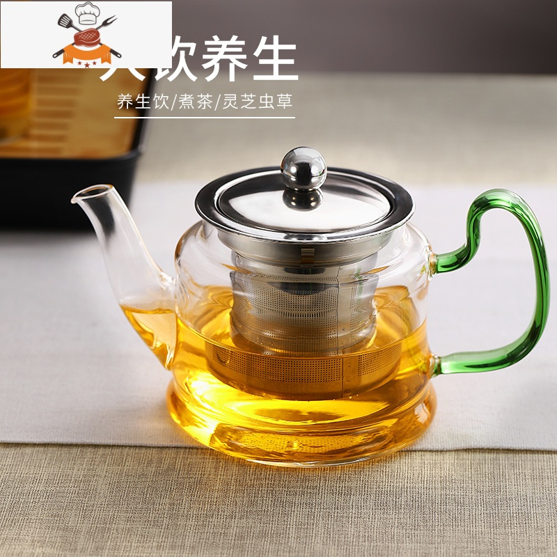 电陶炉煮茶壶茶器普洱茶具玻璃烧水壶家用小型蒸汽泡茶套装电热炉 圆肚蒸汽壶700ML+加热底座4A283D