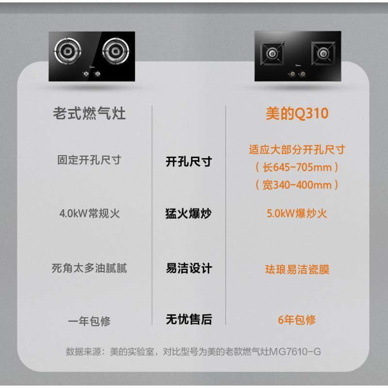 美的 燃气灶煤气灶双灶家用5.0KW猛火灶具台式嵌入式天然气灶NHLVOZ