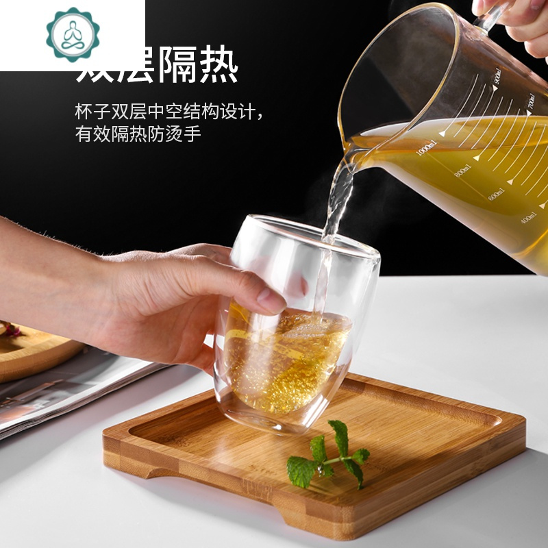 双层创意玻璃杯奶茶杯子冰拿铁冰美式冰翠咖啡杯冰淇淋杯透明商用 封后 双层玻璃杯-250ml小号