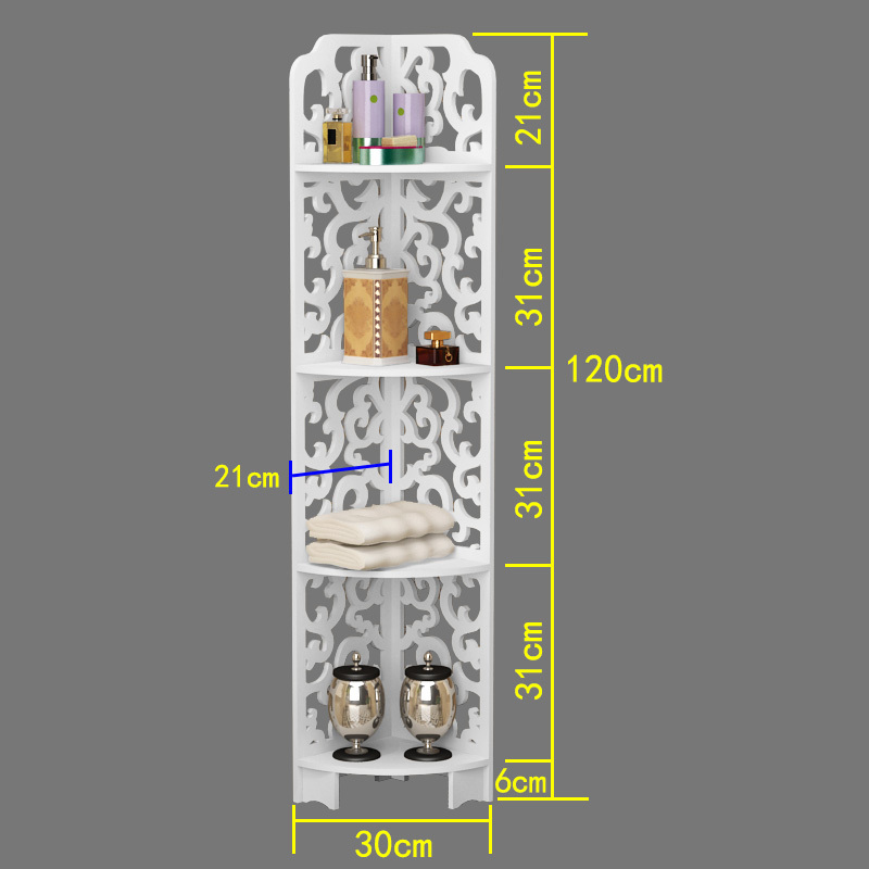 卫生间厕所收纳架卫浴架落地转角架洗手间浴室闪电客简易三角置物架 四层巴洛克转角_74