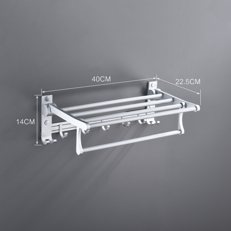 卫浴五金挂件卫生间太空铝毛巾闪电客浴巾挂洗手间浴室免打孔置物架壁挂 浴巾架40厘米打孔/免打孔两用