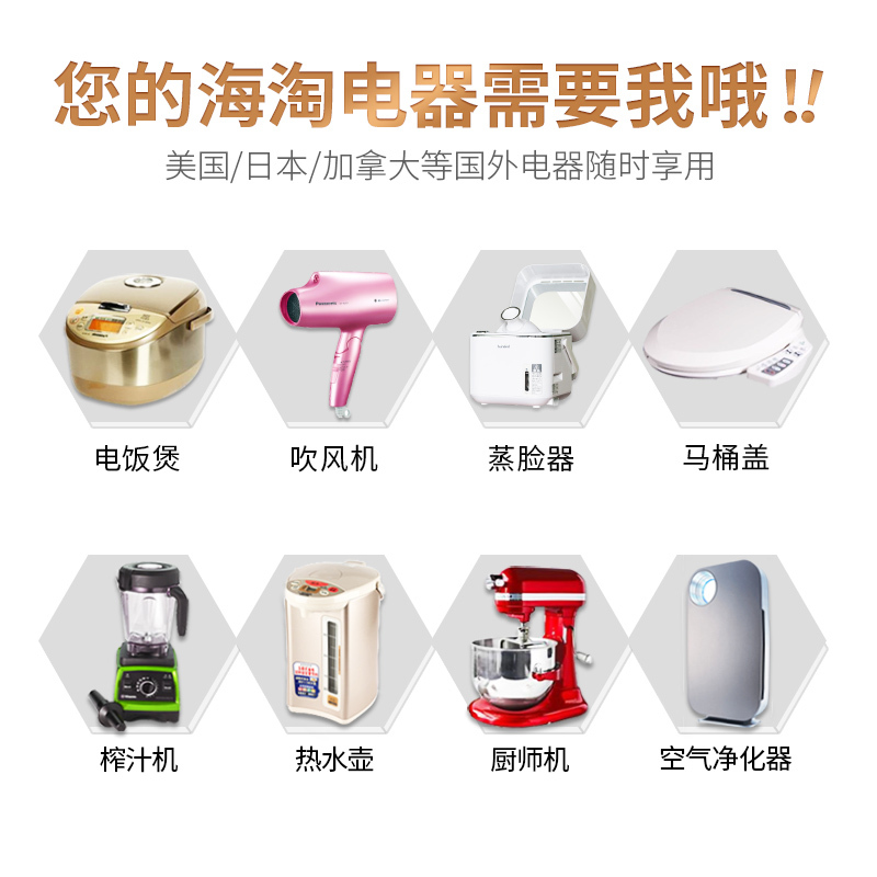 bull公牛220V转110V变压器国内使用国外电器适用洗牙器净化器按摩椅GN-P2 200W