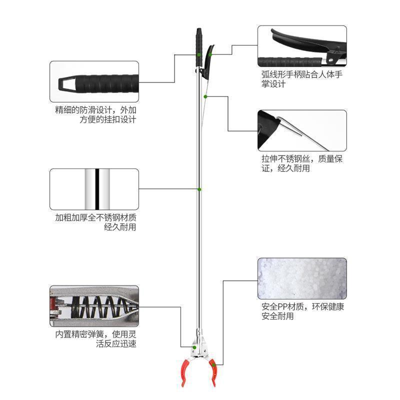 不锈钢垃圾夹捡拾物器加长柄环卫用品钳子取物器家用卫生夹子._95