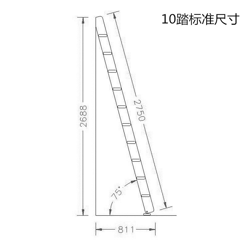 家用加厚防滑实木直梯室内木制阁楼楼梯带扶手梯简易五步原木梯子 三维工匠 加厚款10踏(材料厚2.5cm)