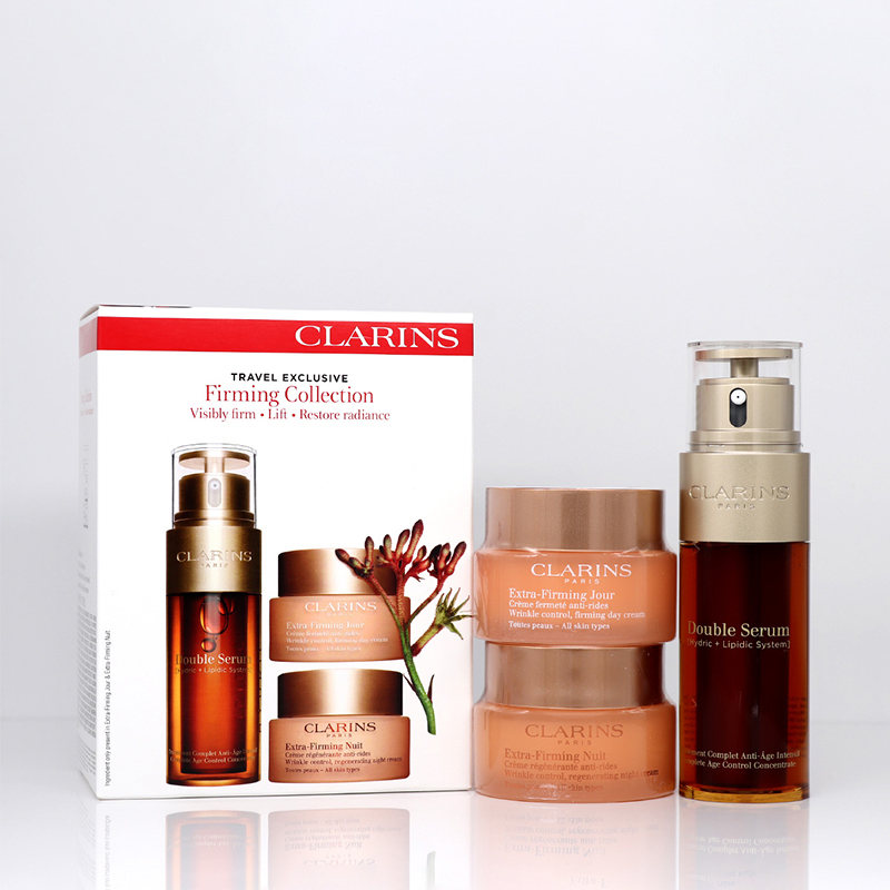 CLARINS 娇韵诗双萃精华三件套装礼盒 双萃50ml+弹簧日霜+晚霜 弹力面霜