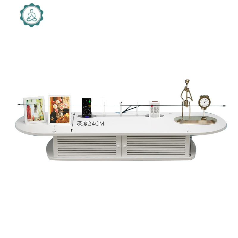 电视墙机顶盒置物架 免打孔客厅装饰卧室墙上壁挂路由器收纳隔板 封后 B款白色-送无痕钉+打孔2种安装配件