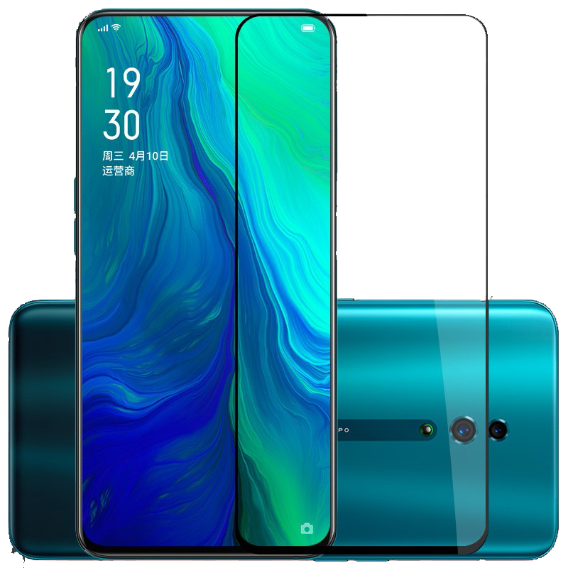 opporeno10倍变焦版丝印全屏钢化膜黑色