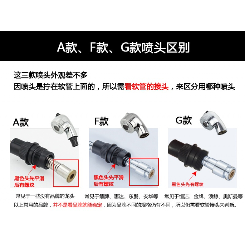 厨房水闪电客洗发店小花洒 抽拉式手持水龙头配件 两功能面盆洗头喷头 H款标准4分接口