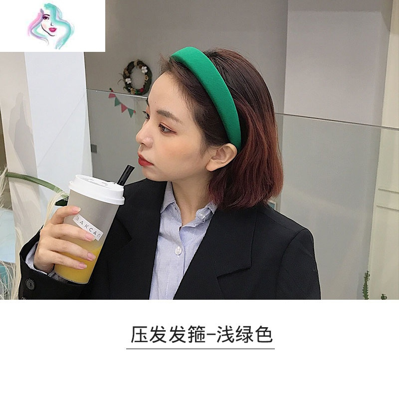 网红发箍女百搭外出韩版简约绿色显脸小的短发压发发卡发饰头箍 你那么美 蓝色