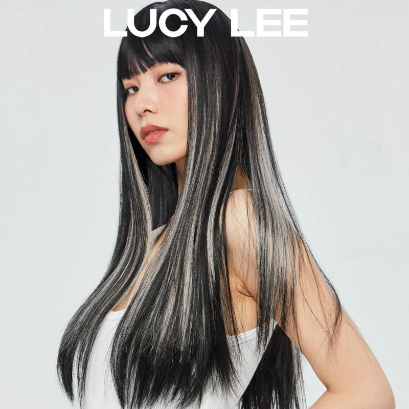 LUCY LEE钢琴染假发片挑染发无痕接发长发画染蓝色增长假发片彩色 致爱丽丝