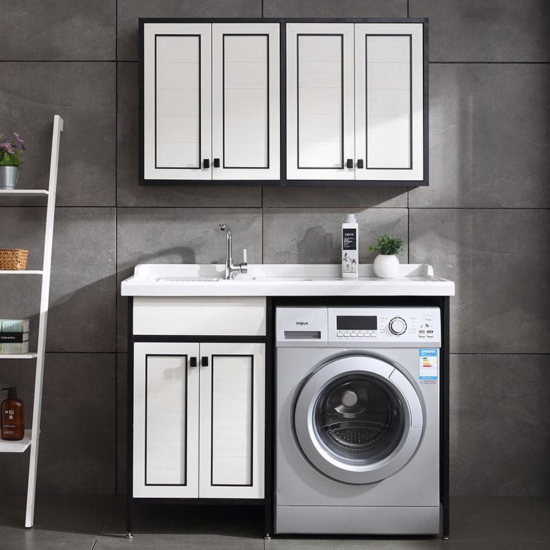 阳台太空铝洗衣机一体洗漱盆柜组合带搓衣板台盆池闪电客柜子伴侣浴室