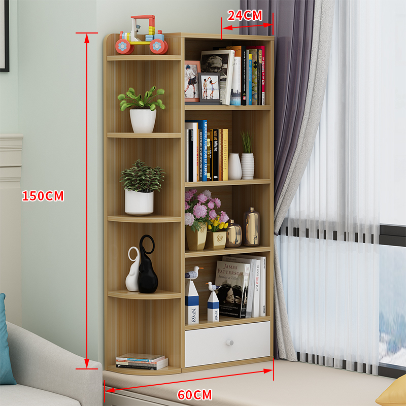 闪电客飘窗柜储物柜闪电客窗台柜子置物架书架小书柜榻榻米柜卧室简约落地组合 五层浅胡桃左款_45