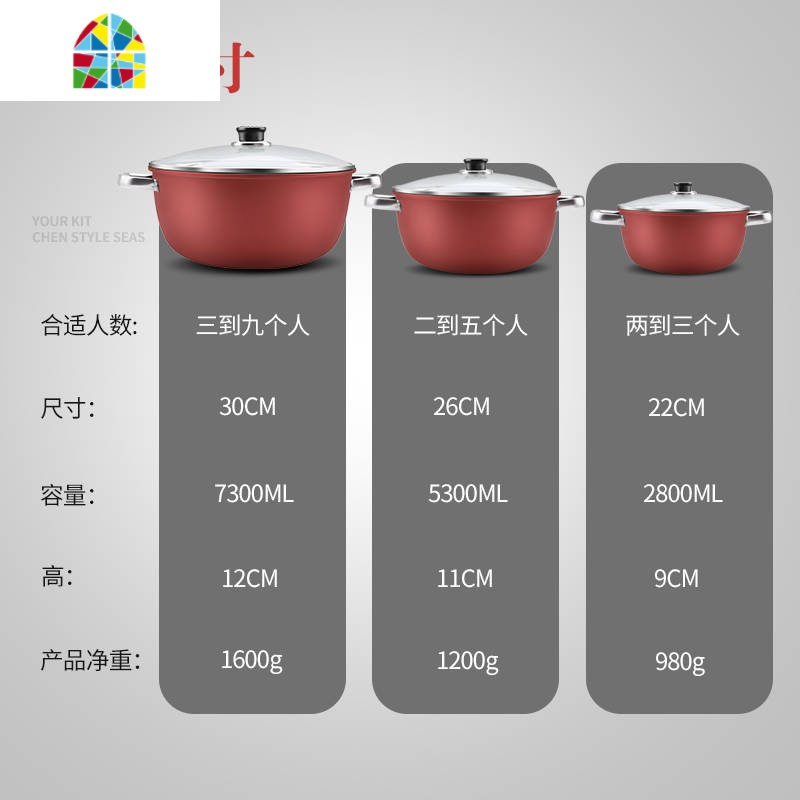 加厚汤锅不粘锅蒸锅家用火锅煲汤炖锅宿舍煮泡面锅电磁炉通用锅具 FENGHOU 26CM带盖[普通款]_247