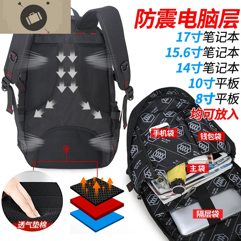 旅行大容量书包户外运动出差健身登山行李袋旅游背包电脑双肩包男 艾狄伊娃 101双接口迷彩